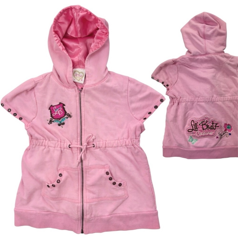 Vintage Y2K Bratz Dolls "Lil' Bratz" Pink Zip Hoodie Top Youth Girls Size L (6X)
